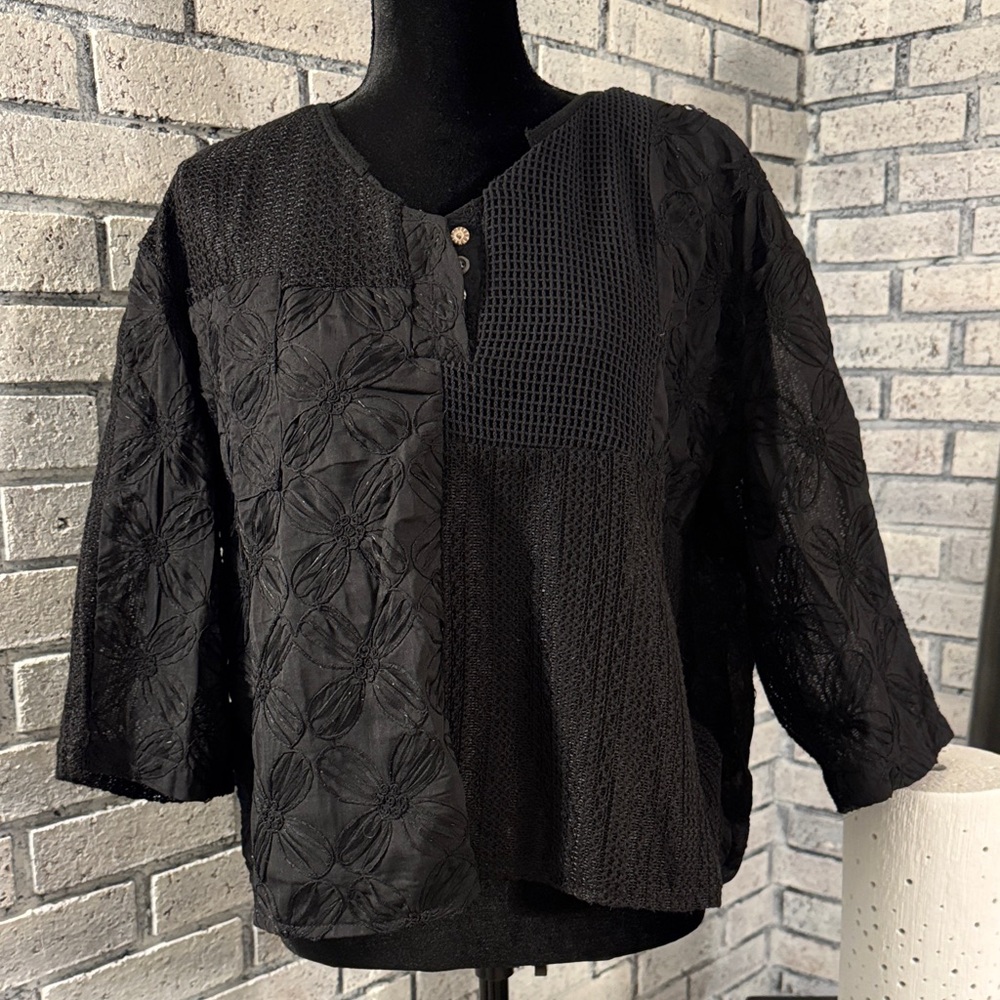 Pol Elegant Black Patchwork Blouse - image 1